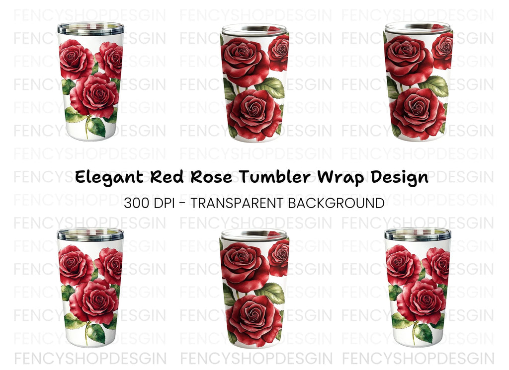 Elegant Red Roses Tumbler Clipart Bundle