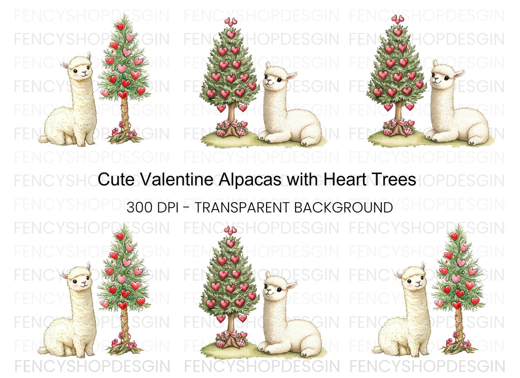 Cute Alpaca Valentine Day Clipart Bundle