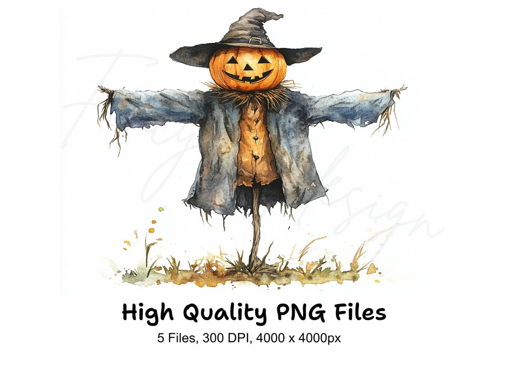 Cute Scarecrow Halloween Clipart Bundle