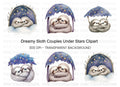 Dreamy Sloth Couple Clipart Bundle