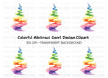Spiral Rainbow Feather Tower Clipart Bundle