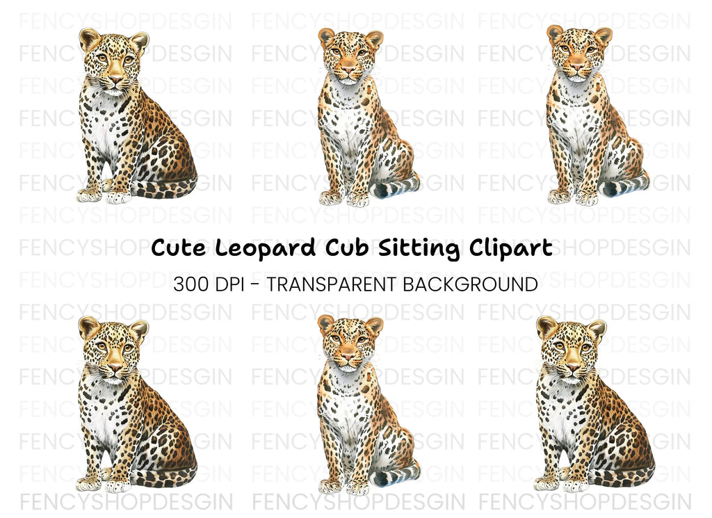Sitting Leopard Clipart Bundle