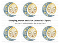 Sleeping Moon and Sun Clipart Bundle