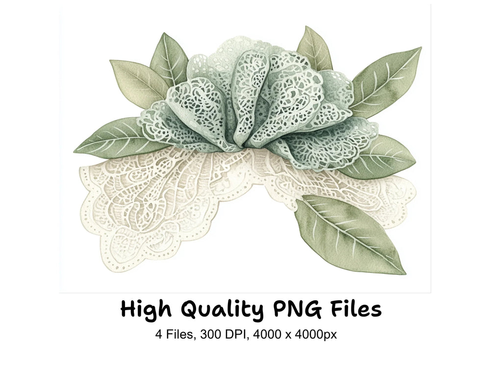 Elegant Lace Flower Clipart Bundle