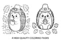 Cute Hedgehog Thanksgiving Coloring Books