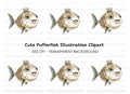 Cute Spiky Pufferfish Clipart Bundle