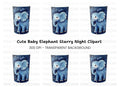 Cute Elephant in Starry Night Clipart Bundle