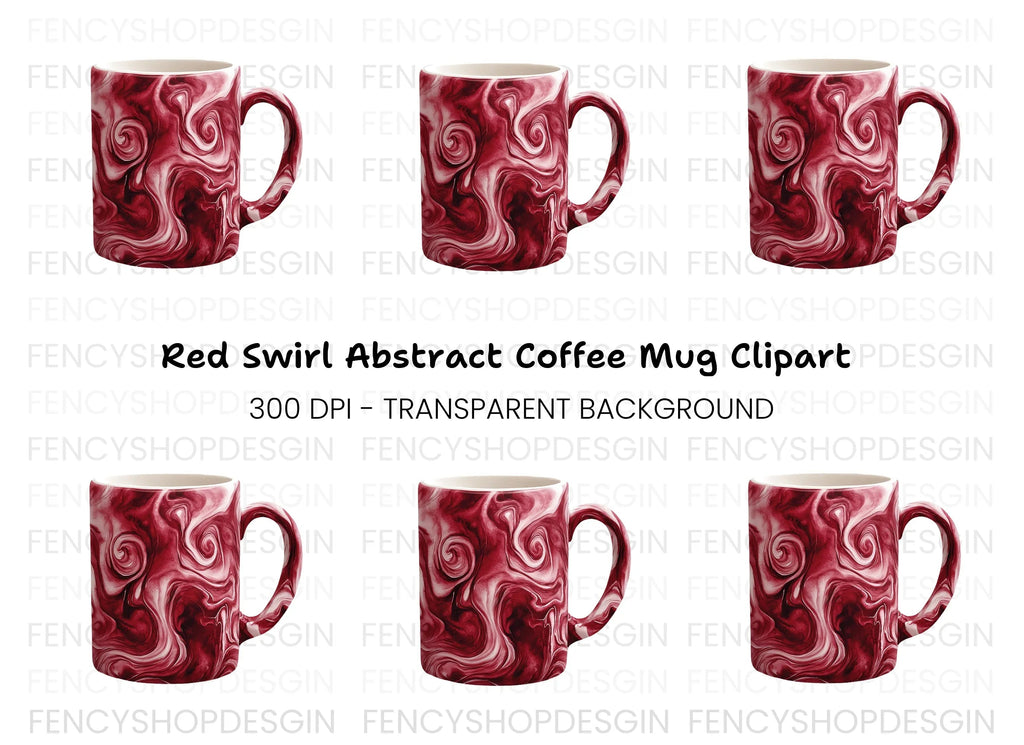 Red Marble Swirl Coffee Clipart Bundle