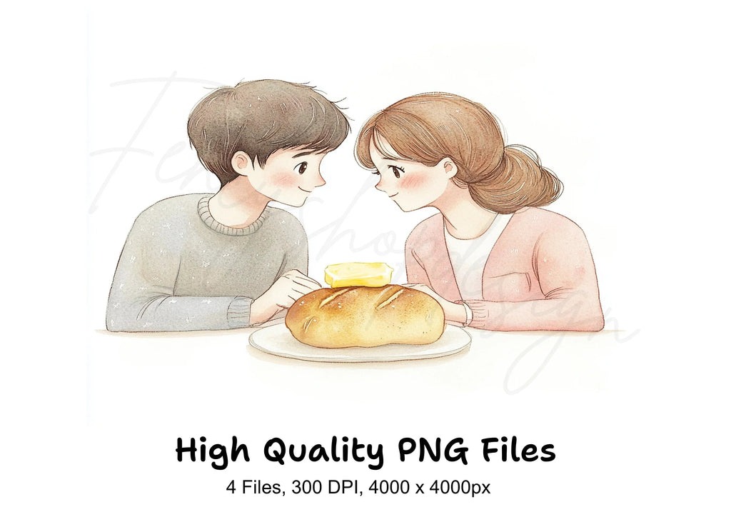 Couple Breakfast Clipart Bundle