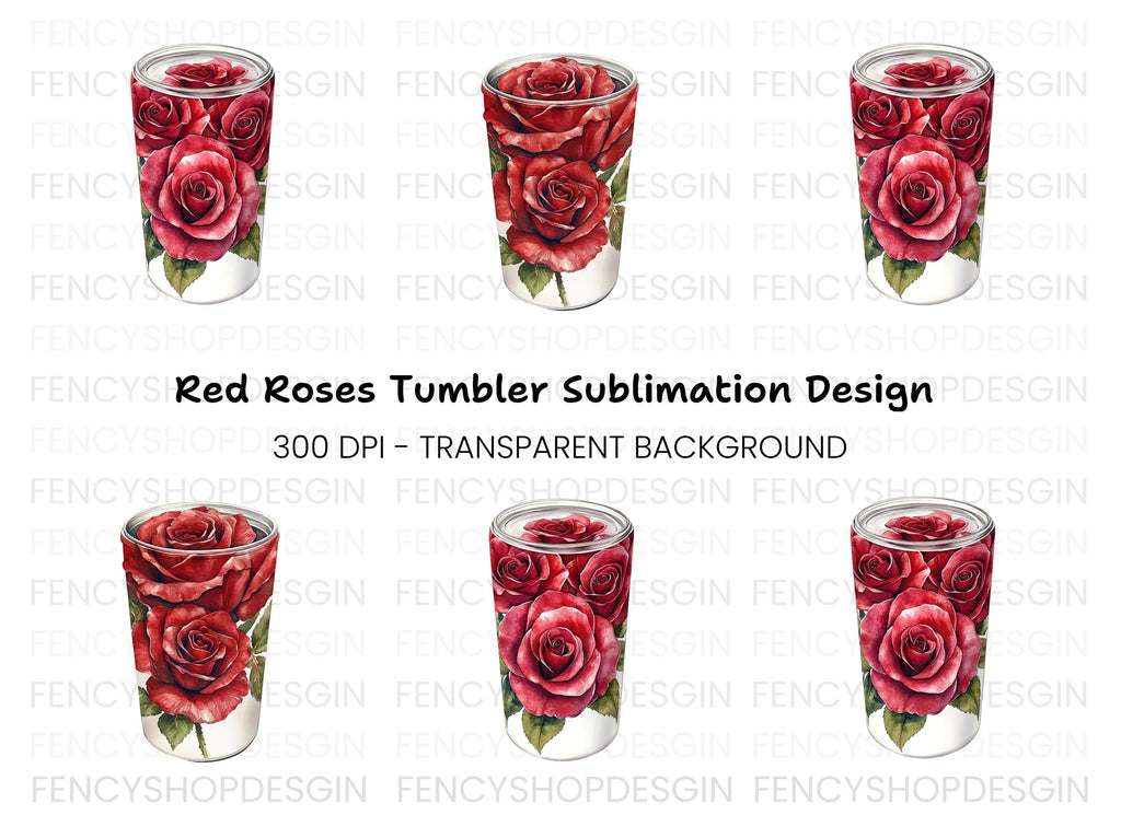 Red Rose Tumbler Clipart Bundle