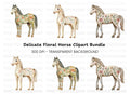 Floral Horses Clipart Bundle