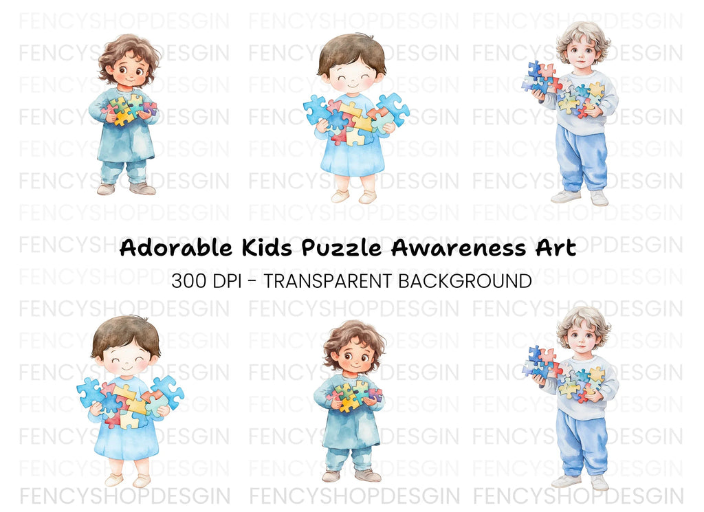 Kids Puzzle Pieces Clipart Bundle
