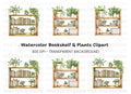 Bookshelf with Potted Plants Clipart Bundle