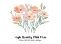 Soft Peach Flower Clipart Bundle
