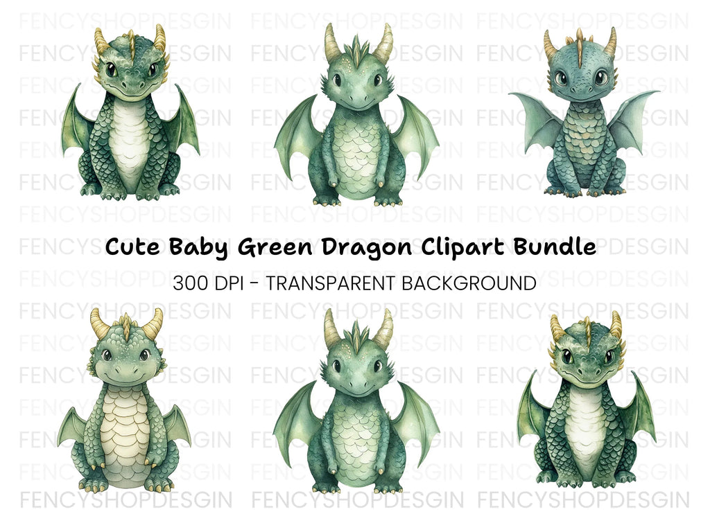 Cute Baby Dragon Clipart Bundle