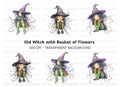 Sleeping Witches in Spiderwebs Clipart Bundle