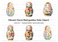 Floral Russian Nesting Dolls Clipart Bundle