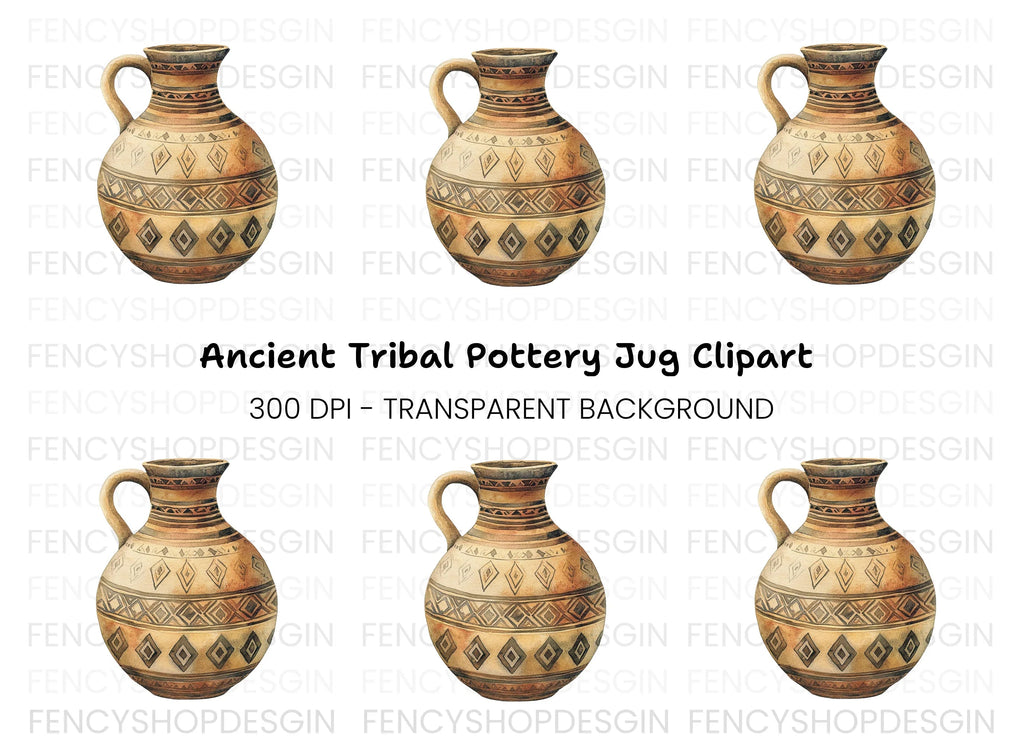 Tribal Patterned Earthenware Jug Clipart Bundle