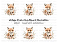 Adorable Fox with Pink Flowers Clipart Bundle