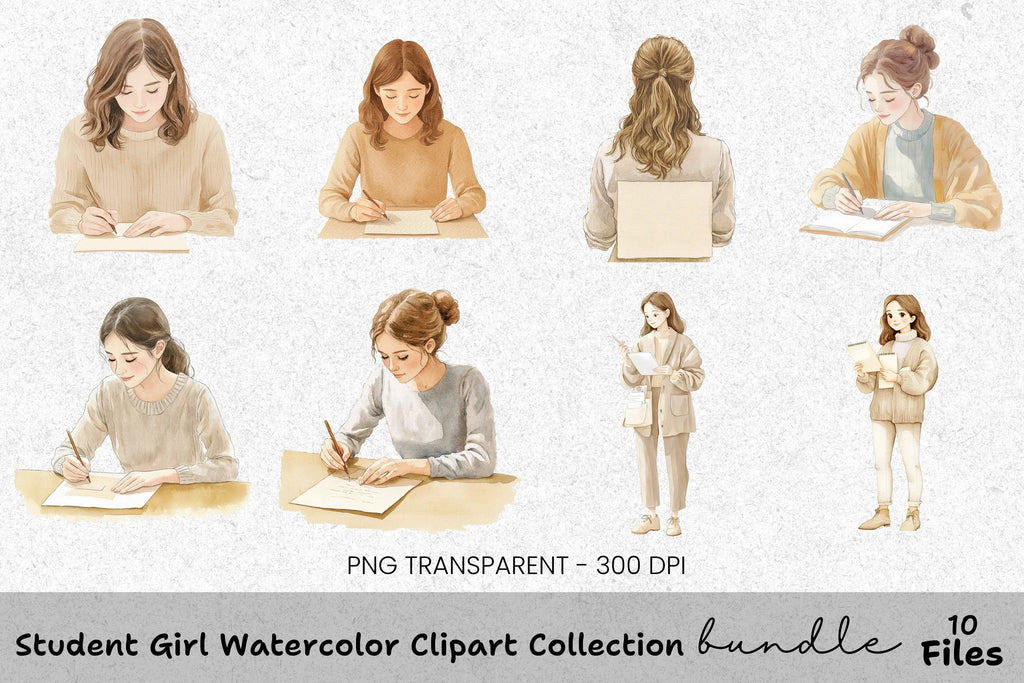 Student Girl Clipart Bundle