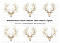 Deer Antlers with Flowers Clipart Bundle