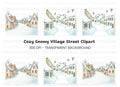 Snowy Village Street Clipart Bundle