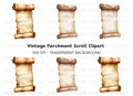 Aged Parchment Scroll Clipart Bundle