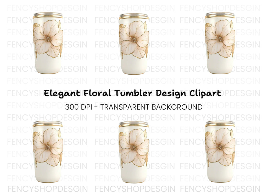 Elegant Floral Tumbler Clipart Bundle