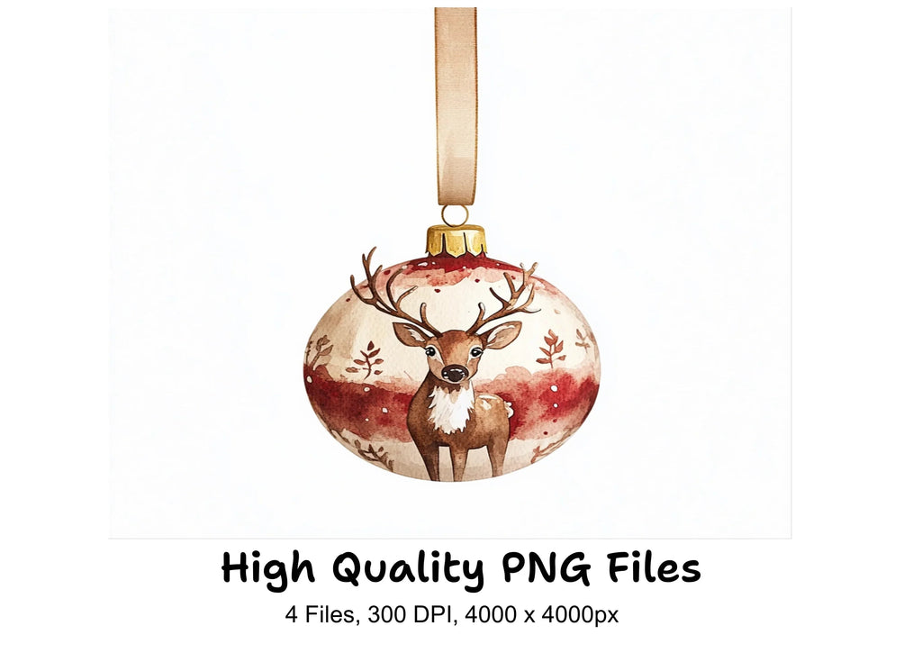 Christmas Reindeer Ornaments Clipart Bundle