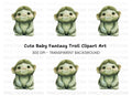Cute Green Troll Creature Clipart Bundle