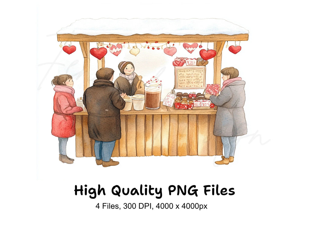 Winter Market Valentine Day Clipart Bundle
