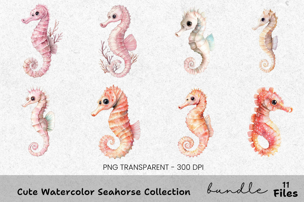 Cute Seahorse Clipart Bundle