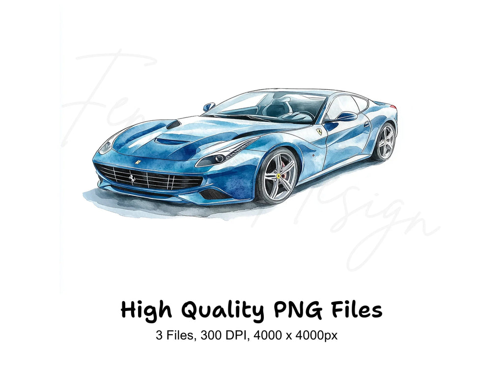 Dynamic Blue Sports Cars Clipart Bundle