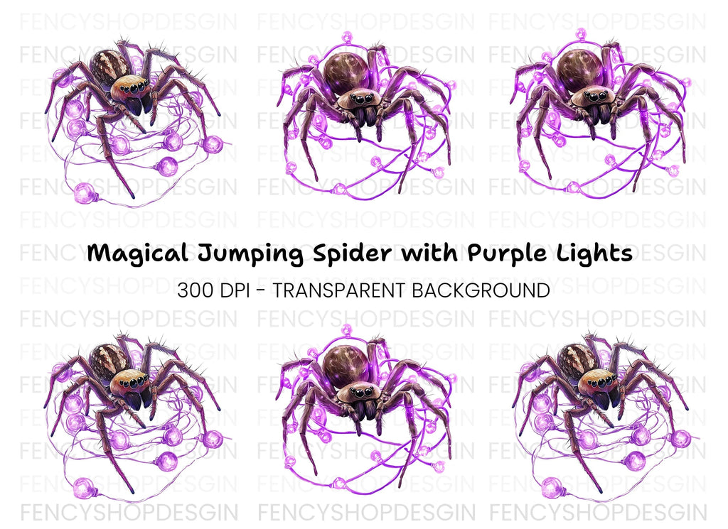 Jumping Spider with Purple Lights Clipart Bundle