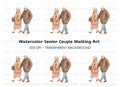 Walking Elderly Couple Clipart Bundle