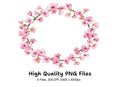 Pink Sakura Flower Wreath Clipart Bundle