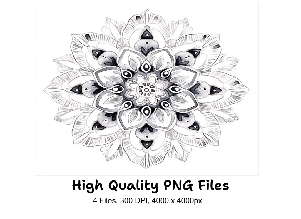 Elegant Monochrome Mandala Clipart Bundle