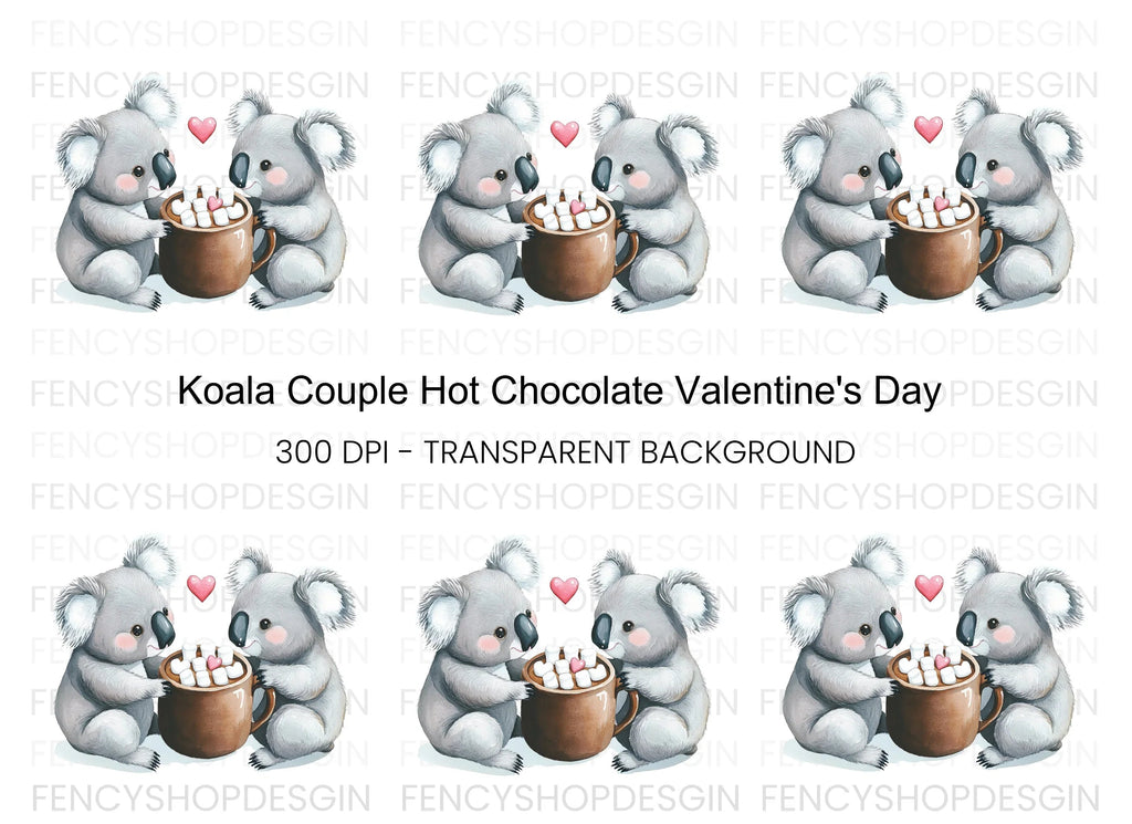 Sweet Koalas Sharing Hot Chocolate Clipart Bundle