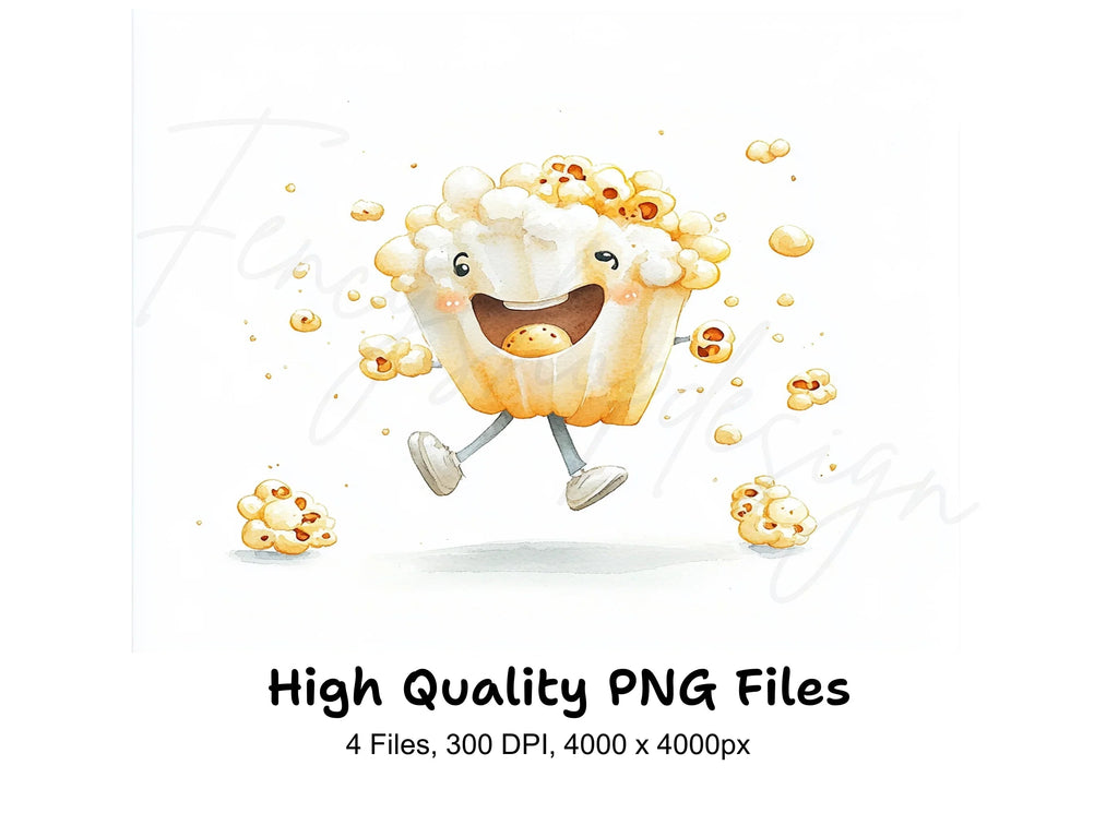 Happy Popcorn Characters Clipart Bundle