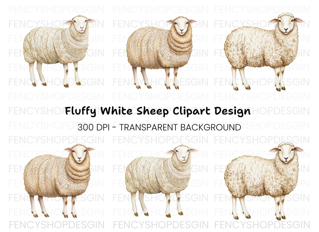 Natural Wool Sheep Clipart Bundle