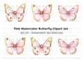 Pink and Gold Butterfly Clipart Bundle