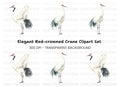 Elegant Japanese Crane Clipart Bundle