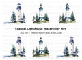 Lighthouse and Pine Trees Clipart Bundle