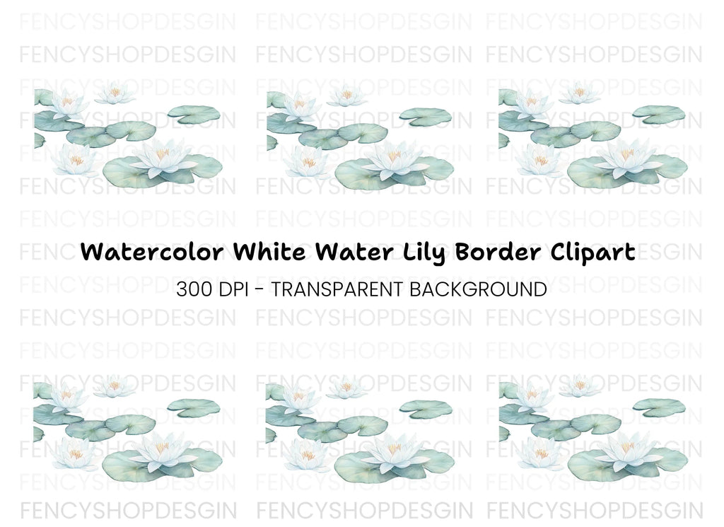 White Water Lilies and Pads Clipart Bundle