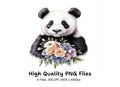 Charming Pandas with Floral Bouquets Clipart Bundle