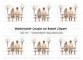 Couple on Bench Winter Scene Clipart Bundle