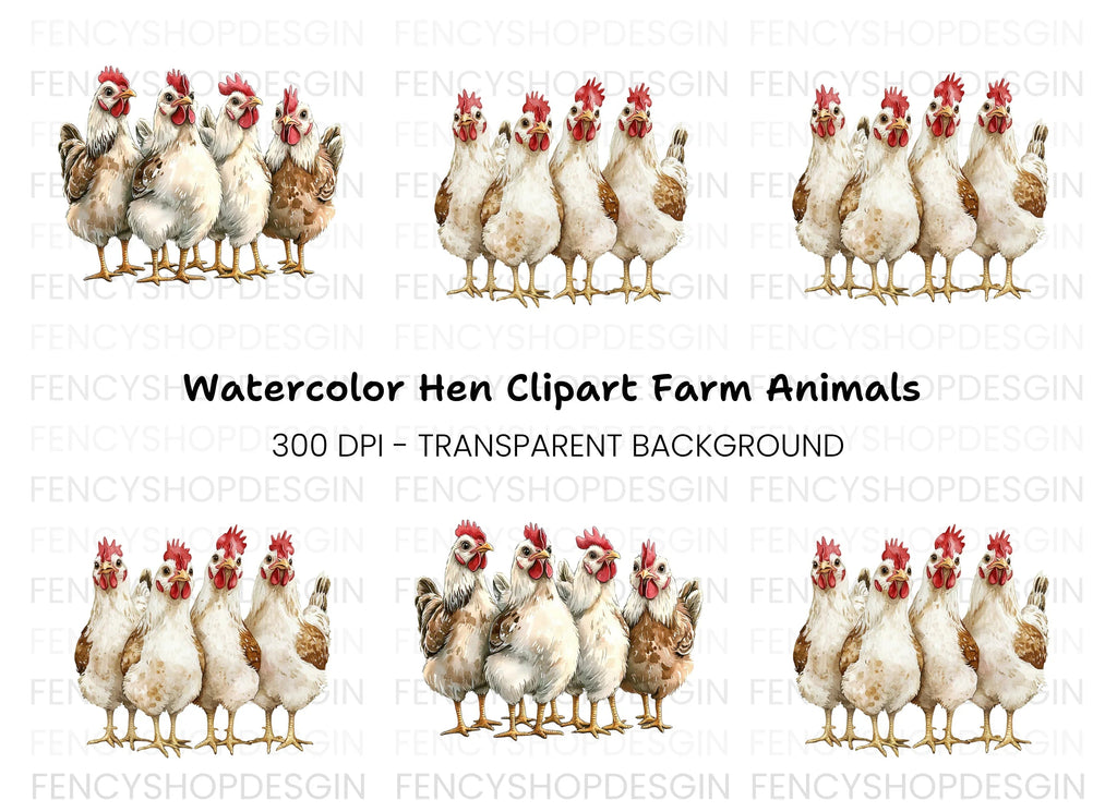 Rustic Farmhouse Hens Clipart Bundle