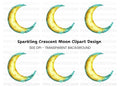 Sparkling Crescent Moon Clipart Bundle