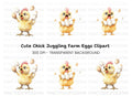 Cute Chicks with Eggs Clipart Bundle