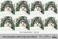 Cute Snowman with Purple Hat Clipart Bundle
